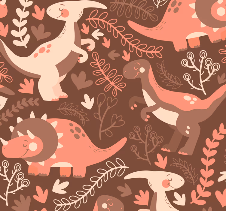 Igriv vzorec dinozavra tapeta z dinozavri - TenStickers