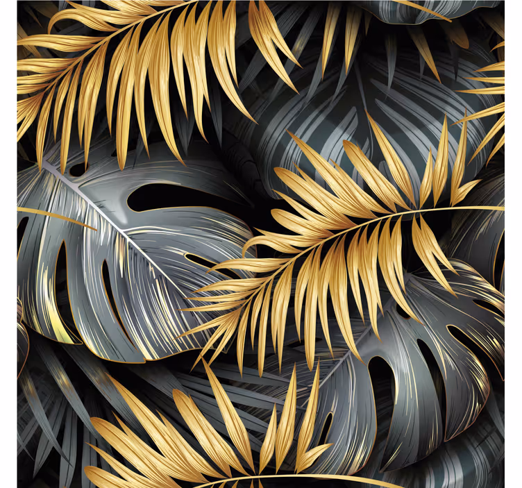 Tropical leaves tapete v črni barvi - TenStickers