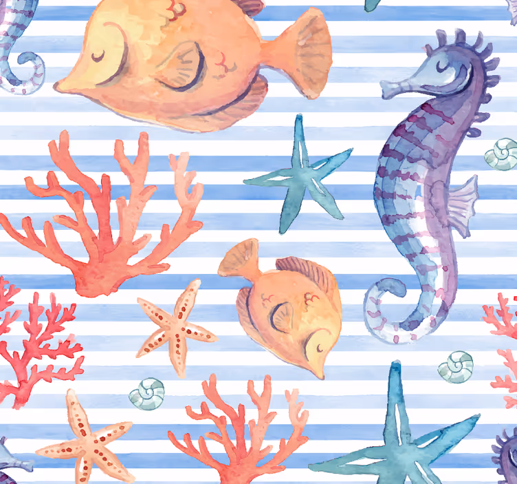 Vzorec oceanske favne ribji tapeti - TenStickers