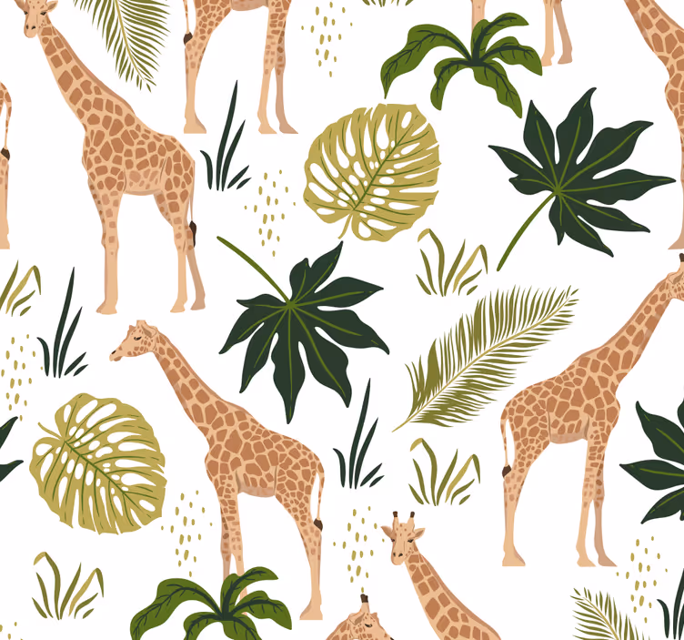 Tema safari žirafa tapeta z živalmi - TenStickers