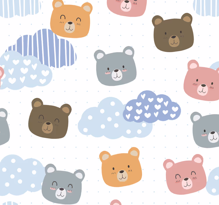 Risanka medvedki oblaki mačke ozadje - TenStickers