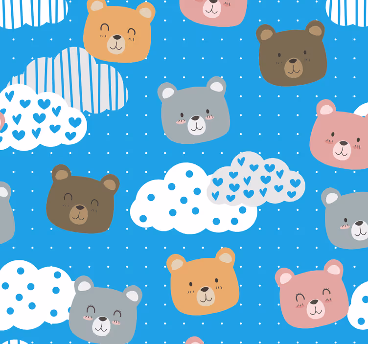 Vzorec medvedjega oblaka mačke ozadje - TenStickers