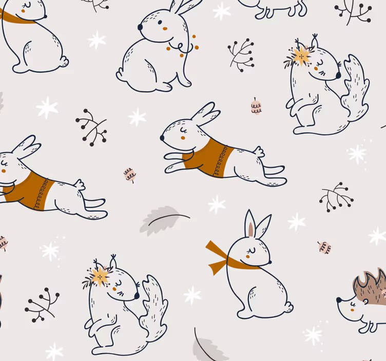 Igriv motiv zajčka tapeta z živalmi - TenStickers