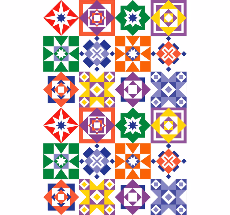Večbarvni dizajn tapeta z vzorcem ploščic - TenStickers