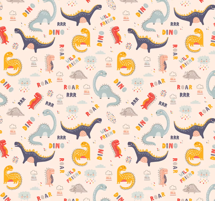 Pisani dinozavri z imeni otroška tapeta - TenStickers