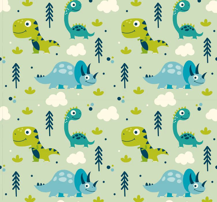 Zeleno tapeta vrtec dinozaver tapeta - TenStickers