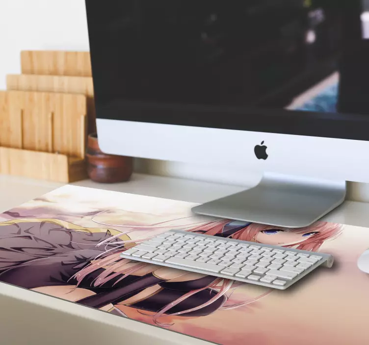 Sexi dekle z roza lasmi anime podloga za miško - TenStickers