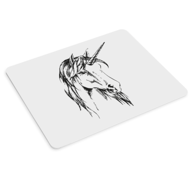 Narisan samorog z originalno podlogo za miško z dolgimi lasmi - TenStickers