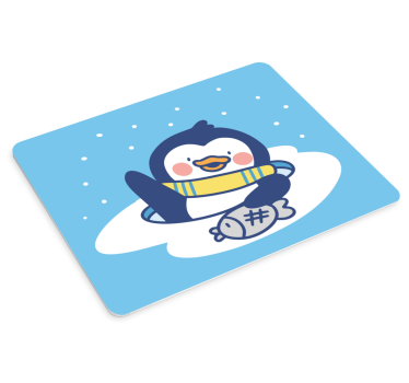 Penguin with fish anime podloga za miško - TenStickers