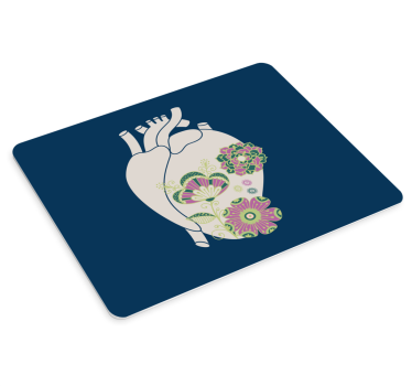 Anatomsko srce z rdečimi cvetovi, originalna podloga za miško - TenStickers