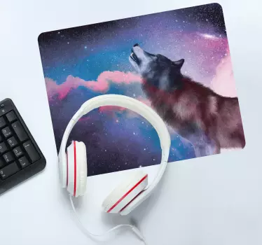 Beli volk, ki zavija ob zvezdah originalna podloga za miško - TenStickers