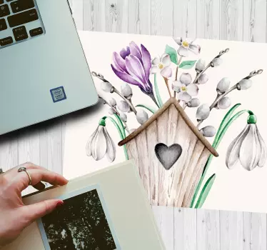 Charming birdhouse bouquet originalna podloga za miško - TenStickers