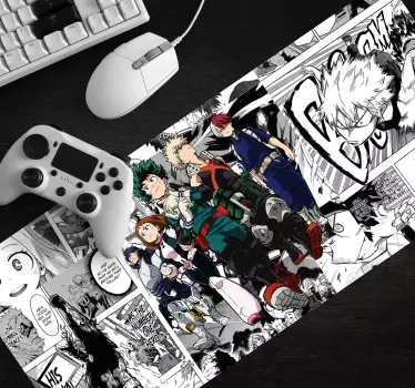 črno-bela manga liki anime podloga za miško - TenStickers