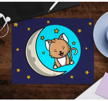 Cute cat moon anime podloga za miško - TenStickers