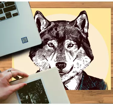 Dapper wolf portrait originalna podloga za miško - TenStickers