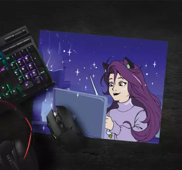 Deklica z tablico in anime podloga za miško - TenStickers