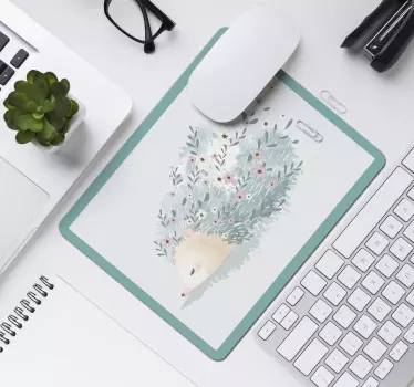 Floral hedgehog art originalna podloga za miško - TenStickers
