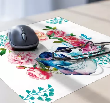 Floral skull motif originalna podloga za miško - TenStickers