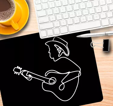 Glasbenik z gitarko na originalni podlagi za miško - TenStickers