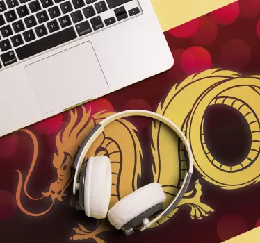 Golden dragon illustration anime podloga za miško - TenStickers