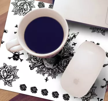 Intricate skull roses originalna podloga za miško - TenStickers