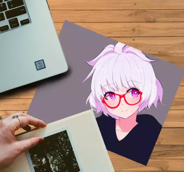 Lepo dekle z belimi lasmi anime podloga za miško - TenStickers