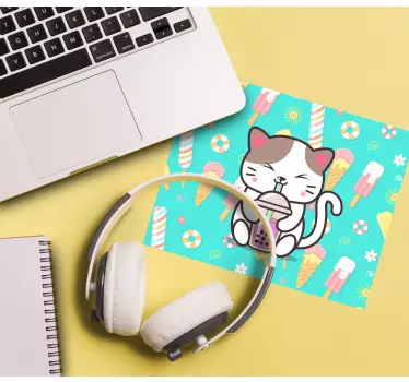 Mačka uživa v pijači originalna podloga za miško - TenStickers