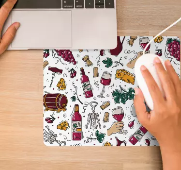 Originalna podloga za miško ilustracije z vinsko tematiko - TenStickers