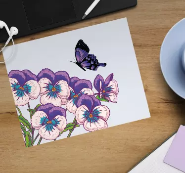 Purple floral butterfly originalna podloga za miško - TenStickers