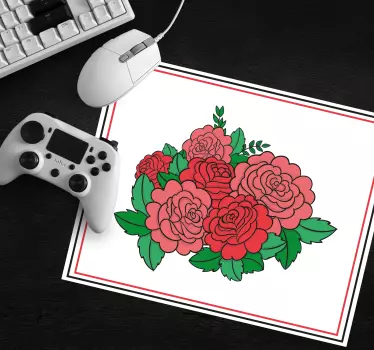 Rdeče narisane rože originalna podloga za miško - TenStickers