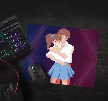 Rdeči in modri objemi liki anime podloga za miško - TenStickers