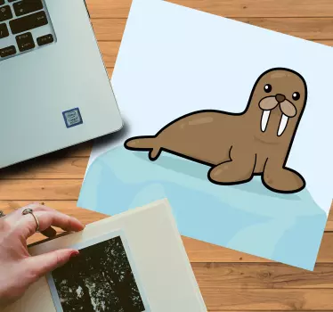 Risanka mrož z modrim tapeta originalna podloga za miško - TenStickers