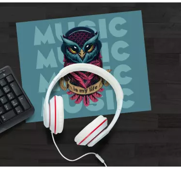Sova z slušalkami originalna podloga za miško - TenStickers