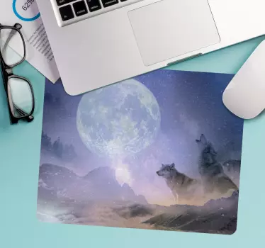 Wolves howling moon originalna podloga za miško - TenStickers