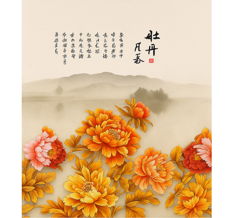 Krajinska umetnost s potonikami rolo zavesa za dnevno sobo - TenStickers