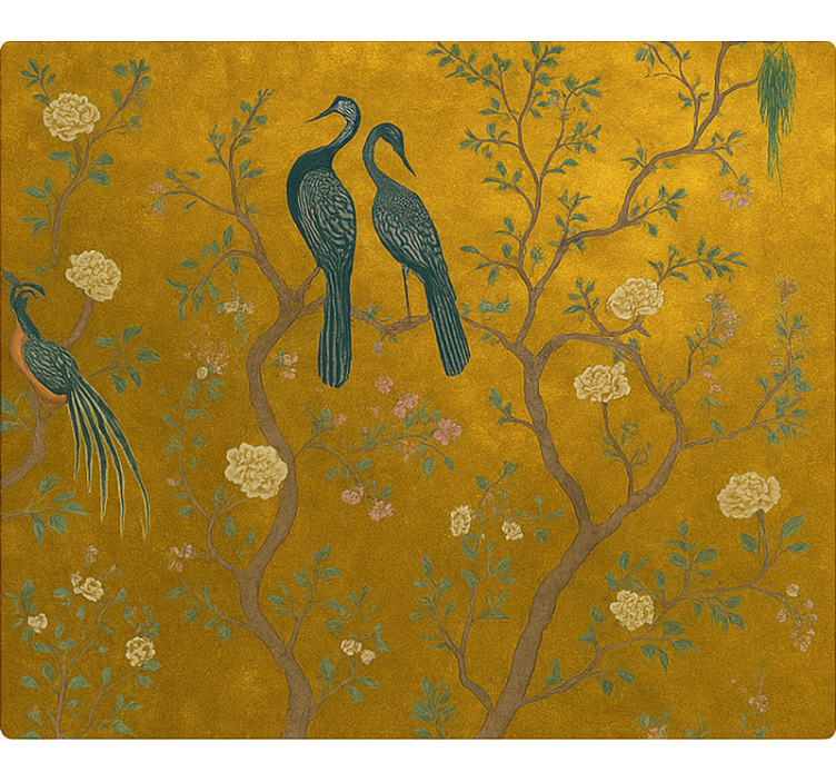 Okrašena zlata kitajska risba rolo zavesa za dnevno sobo - TenStickers