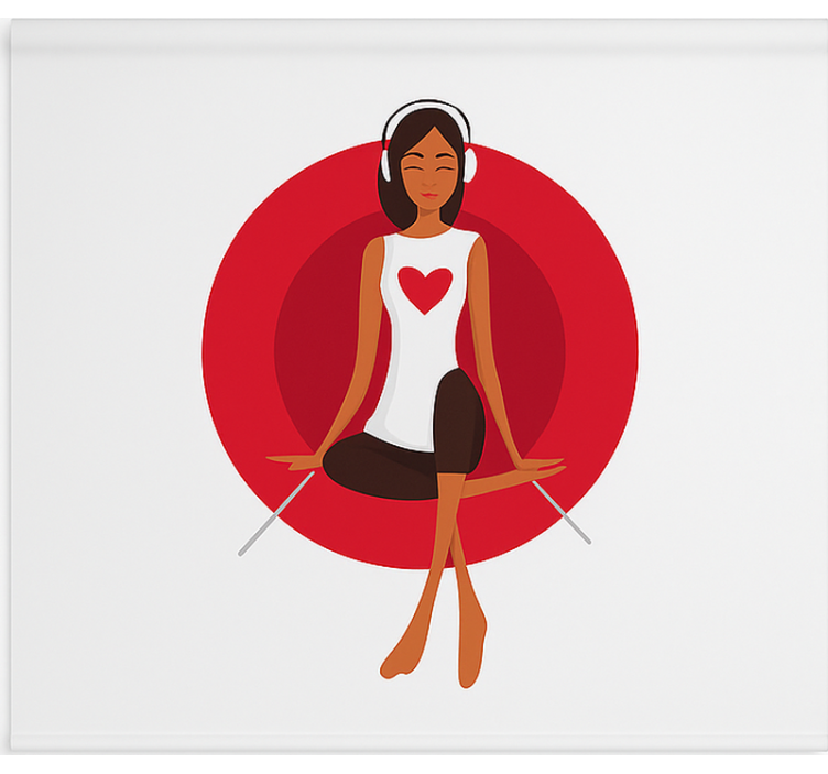 Dekle posluša glasbo rolo zavesa za najstnika - TenStickers