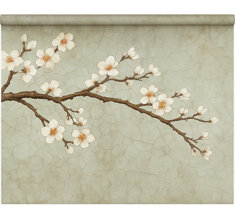 Cvetoče japonsko drevo rolo zavesa za jedilnico - TenStickers