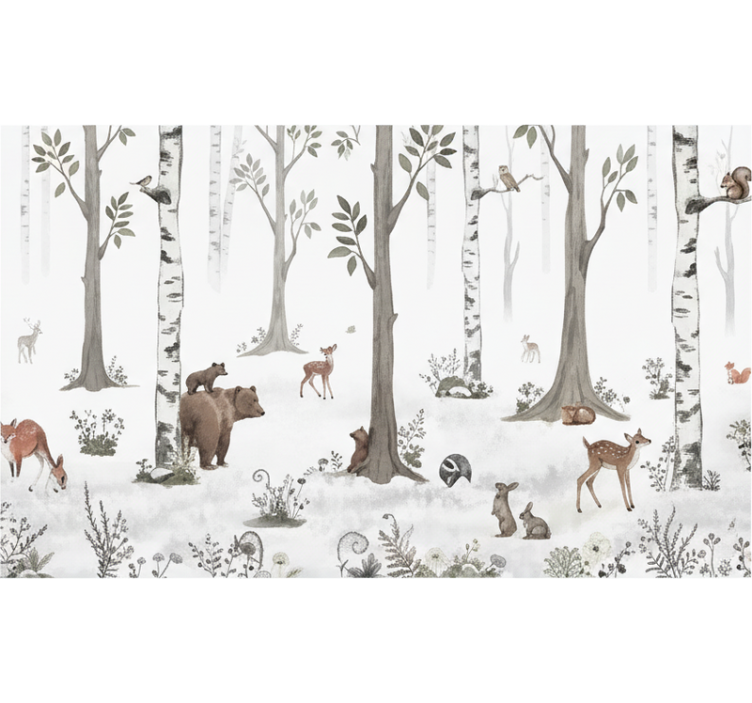 Playful woodland sketch gred rolo senčilo - TenStickers
