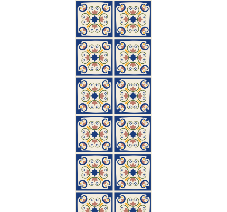 Pink flowers portuguese tile rolo zavesa za kuhinjo - TenStickers