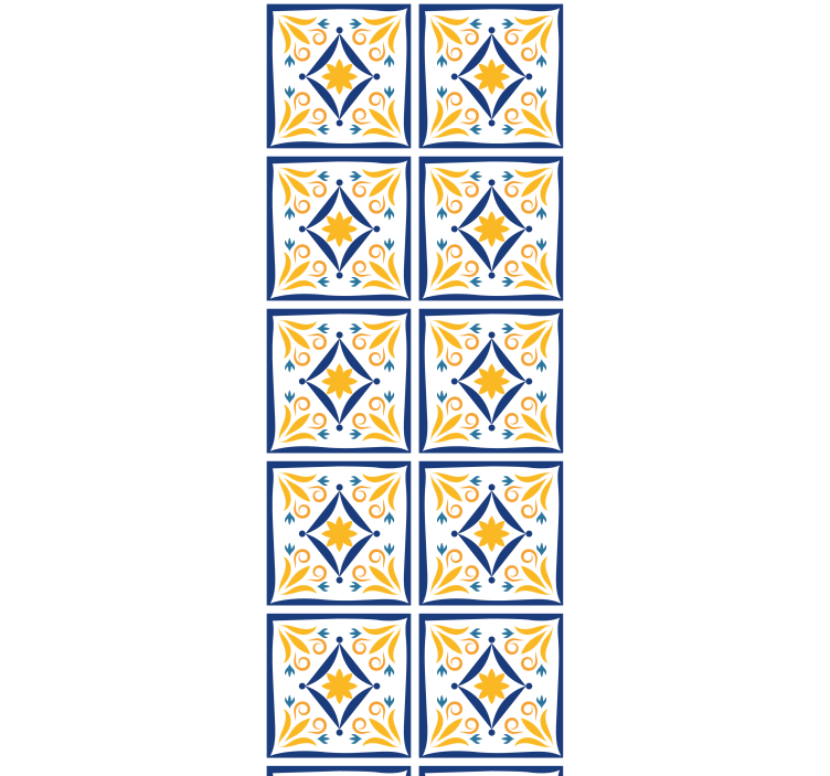 Blue and yellow typical portuguese tile rolo zavesa za kuhinjo - TenStickers