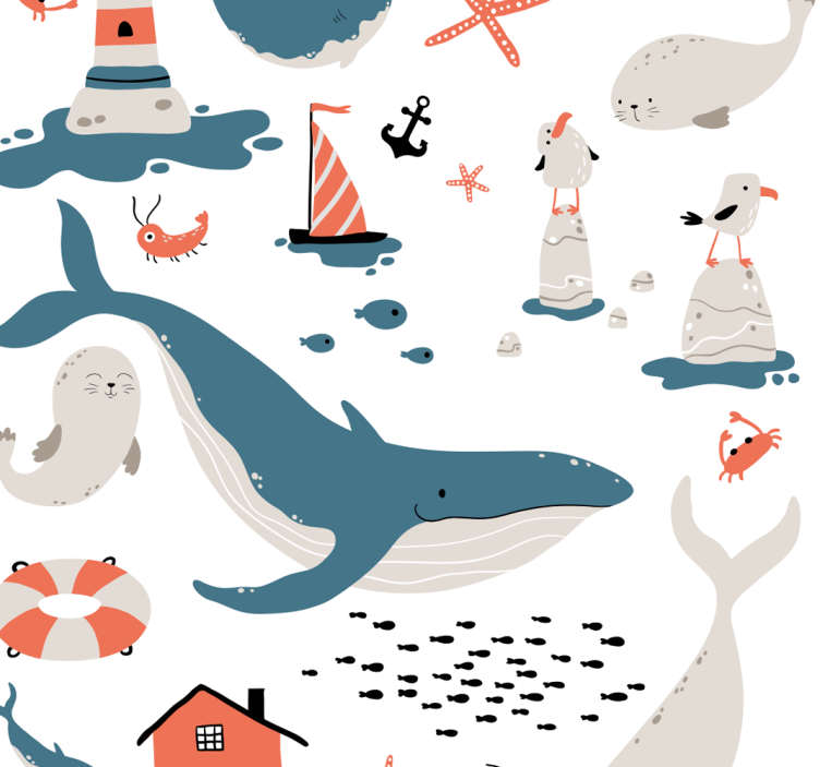 Ocean whales themed otroška rolo senčila - TenStickers