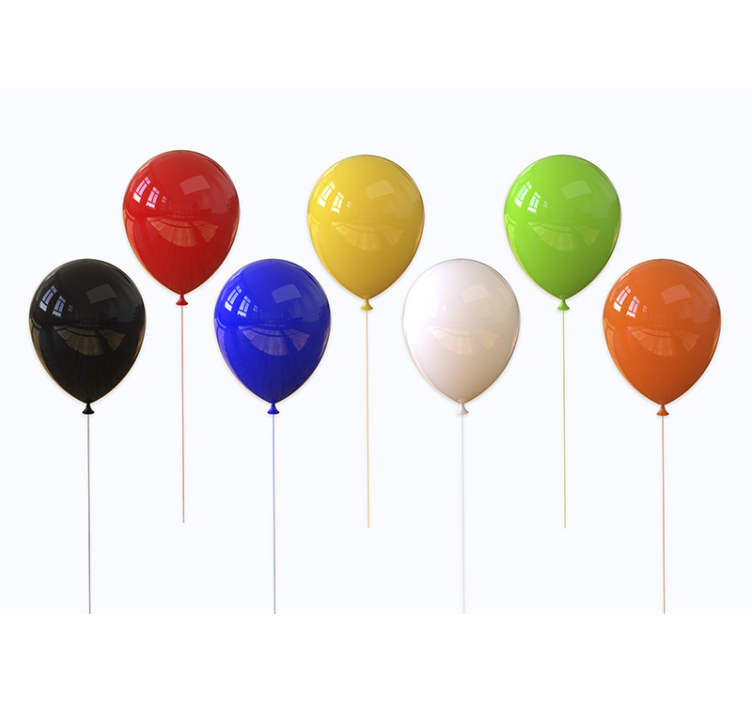 Bela rolo zavesa 3d realistični barvni balon - TenStickers
