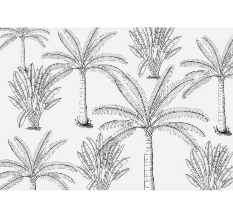 Bela rolo zavesa z motivom črno-belih palm - TenStickers