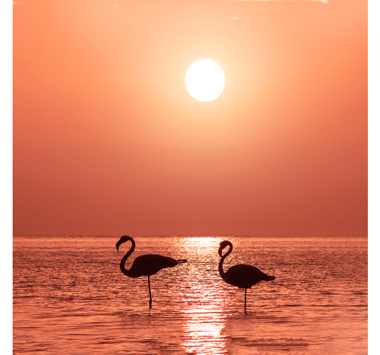 Rolo zavesa za dnevno sobo s flamingom ob sončnem zahodu - TenStickers