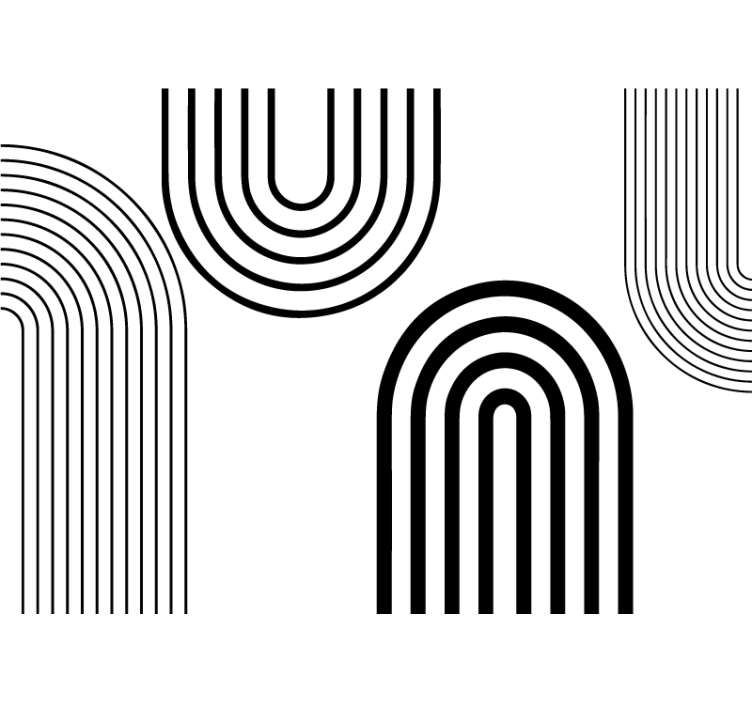 Bela rolo zavesa tanke minimalistične črne krivulje - TenStickers