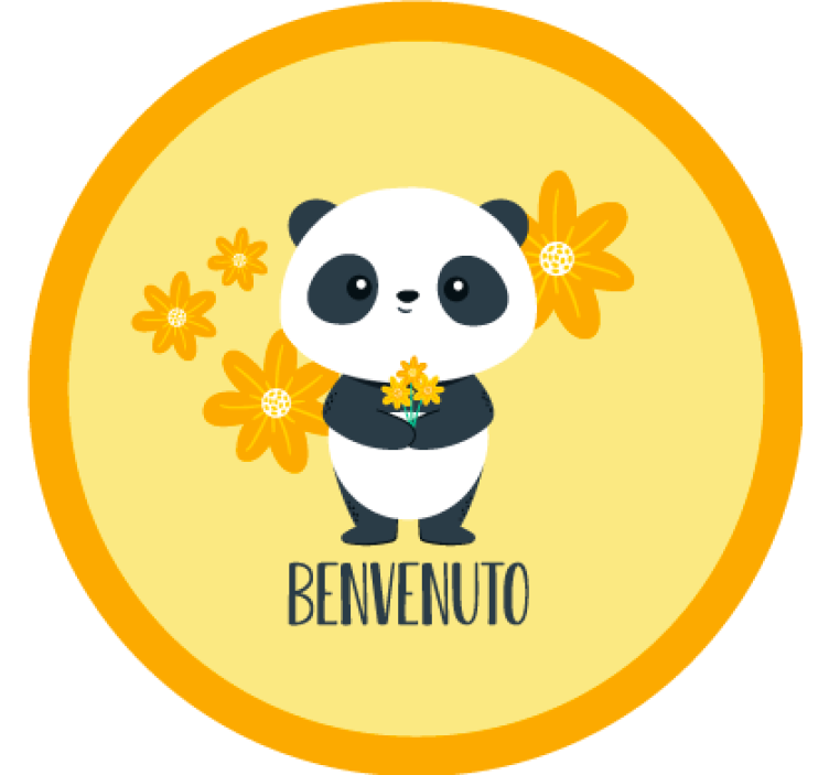 Rumeni roloji panda dobrodošli v moji sobi - TenStickers