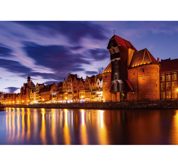 Modri senčniki za okna gdańsk ponoči - TenStickers