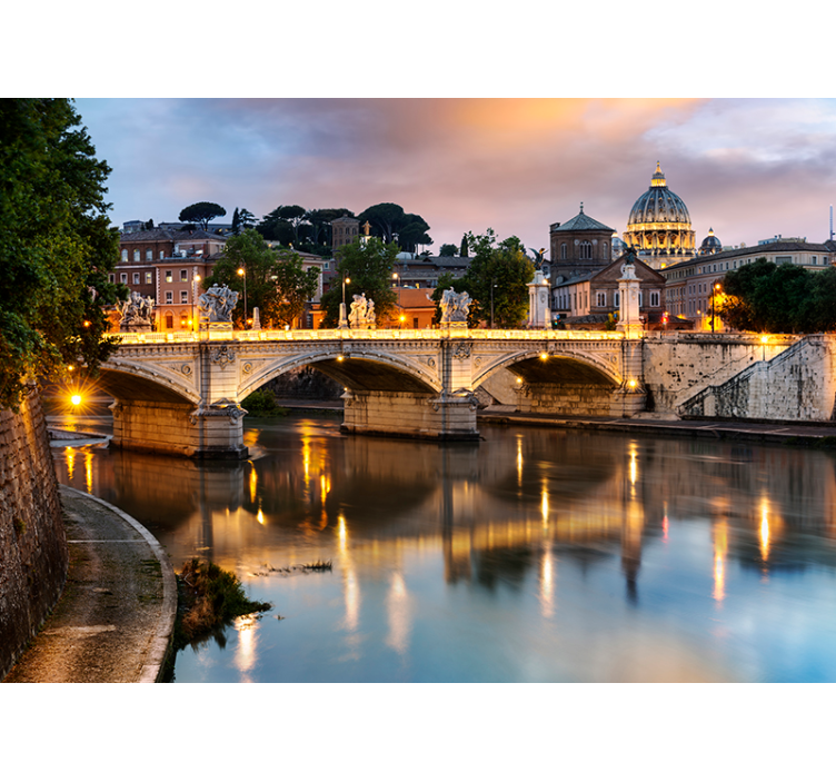 Rolo zavesa za dnevno sobo pogled na rim z reke tevere - TenStickers
