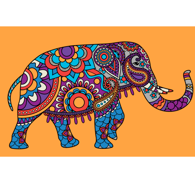 Rolo zavesa za dnevno sobo pisanih mandal z elefanti - TenStickers
